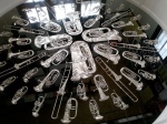 A really cool "mobile" of flattened horn instruments.